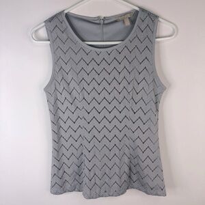 Banana Republic silver lace chevron sleeveless jewel neck top 0P